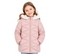 SOLOCOTE Girls Winter Coats Hooded Sherpa Lined Lightweight Jacket Thick Warm Puffy Waterproof Windproof Cotton Shiny Jackets 170763-Pink-11-12Y