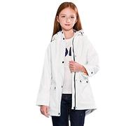 SOLOCOTE Kids Rain Jacket Hooded Lined Rubber RainCoats for Girls Boys Waterproof Windproof 180806 White 9-10Y