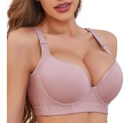 SOLODORO Plus Size Push Up Bra for Women Hide Back Fat Smoothing Bra Seamless Underwire T-Shirt Bra, Purple, 40C