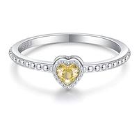 SOLOLIKE Birthstone Rings for Women Girls:925 Sterling Silver Stackable Ring with Heart Shape Cubic Zirconia Stacking Rings - Birthday Jewelry Gift for Mother e, 7, Silver, Cubic Zirconia