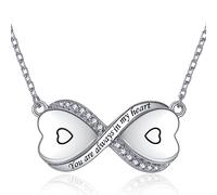 SOLOLIKE Sterling Silver Dual Infinity Urn Necklace for Women: Double Heart Cremation Necklaces Jewelry Hold Two Ashes - Infinity Memorial Keepsakes Pendant Jewelry Gifts for Loved Ones, 0.91 inches