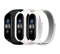 SOLOLUP 3 Pack Nylon Strap for Xiaomi Mi Band 7 6 5 4 3, Adjustable Braided Elastic Sport Replacement Wristband Smart 7/Band 6/Band 5/Band 4/Band 3,Dack Black/Sea Shell/Colorful