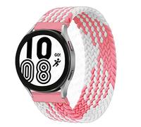 SOLOLUP Sport Strap Compatible for Samsung Galaxy Watch 5 Pro/5/4/4 Classic/3/Active 2/Active, 20mm Nylon Fabric Bracelet Band for Amazfit BIP/GTR 42mm/GTS/2/2e/3, white pink 20mm-XS