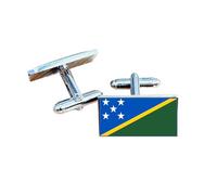 Solomon Islands Flag Cufflinks - Pacific Island National Flag Gift for Men | Blue, Green & Yellow Design with White Stars | Groomsmen Wedding Gift | Proud Solomon Islands Heritage Keepsake