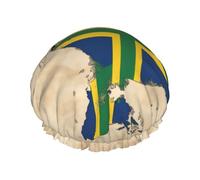 Solomon Islands Flag Map With Cross Lines Print Hair Cap With Adjustable Elastic Band And Vibrant, Shower Cap For Women Reusable Waterproof