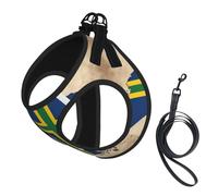 Solomon Islands Flag Map With Cross Lines Print Pet Supplies Adjustable Step-In Flex Breathable Mesh Dog Harness For Small Medium Dogs, S-L