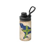 Solomon Islands Flag Map with Cross Lines Print Space Water Bottle, 12oz Stainless Steel Cup Insulated Sport Bottle for School, Outdoor