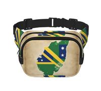 Solomon Islands flag map with three stars print Cute Large Black Fanny Packs for Women Cross Body Waist Bag Nylon Fashionable Fanny Pack, Black, One Size