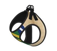 Solomon Islands Flag Map With Three Stars Print Harness Leash Set For Cat And Small Dog, Adjustable, Reflective, And Escape-Proof Vest With Soft Breathable Mesh Lining