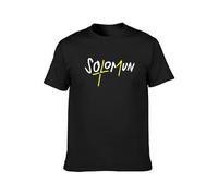 Solomun Men's T-Shirt Unisex Black Cotton Print Tee Shirts Black L