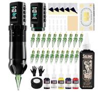 Solong E201 Pro Cordless Tattoo Gun Kit with 7 Strokes Length,Dual 1800mAh Power Batteries and 100ML Tattoo Ink Mechanical Tattoo Machine for Artists & Beginners SL-TKE201A-1-US