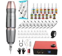 Solong Tattoo Kit Professional: High-Efficiency Motor Tattoo Gun Machine, LCD Power Supply, 14 Color Premium Ink, 10 Tattoo Needles and Foot Pedal Control