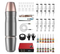 Solong Tattoo Machine Kit - Rotary Tattoo Pen Set with 10 Cartridges Needle, LCD Power Supply, Foot Pedal, 14 Ink Set for Artists and Beginners
