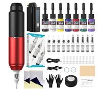 Solong Tattoo Machine Set, Including 10 Pieces Cartridge Needles, 7 Bottles Ink and 1500 mAh Power Supply Suitable for Beginners and Professional Artists SLP51KITUK-2