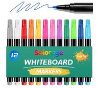 Solorage 12 Colors Whiteboard Pens Felt Tip, Replacement Dry Wipe Markers for Led Drawing Board, Washable or Dry Erase Color Marker Pens, Compatible with Note Boards Message Boards