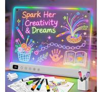 Solorage 16“ Rechargeable Led Drawing Board for Kids with 13 Light Effects, Portable Glow Doodle Board Toys for Girls Boys Age 4-8, Creative Arts and Crafts Gift with Foldable Stand