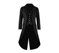 SOLOTIMES Mens Black Tailcoat Jacket Gothic Steampunk Victorian VTG Halloween Costume Long Coat, Black, XL