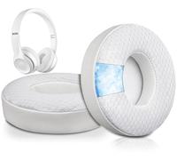 SoloWIT Cooling Gel Replacement Ear Pads Cushions for Beats Solo 2 & Solo 3 Wireless On-Ear Headphones, Earpads with High-Density Noise Isolation Foam, Added Thickness - White