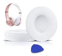 SoloWIT Earpads Cushions Replacement for Beats Solo 2 & Solo 3 Wireless On-Ear Headphones, Ear Pads with Soft Protein Leather, Added Thickness - (White)