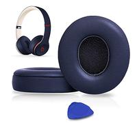 SoloWIT Earpads Cushions Replacement for Beats Solo 2 & Solo 3 Wireless On-Ear Headphones, Ear Pads with Soft Protein Leather, Added Thickness - (Navy Blue)