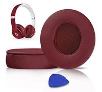 SoloWIT Earpads Cushions Replacement for Beats Solo 2 & Solo 3 Wireless On-Ear Headphones, Ear Pads with Soft Protein Leather, Added Thickness - (Burgundy)