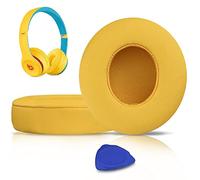 SoloWIT Earpads Cushions Replacement for Beats Solo 2 & Solo 3 Wireless On-Ear Headphones, Ear Pads with Soft Protein Leather, Added Thickness - (Yellow)