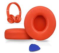 SoloWIT Earpads Cushions Replacement for Beats Solo 2 & Solo 3 Wireless On-Ear Headphones, Solo2 Solo3 Ear Pads with Soft Protein Leather, Added Thickness - (Orange)