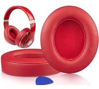 SoloWIT Lambskin Replacement Ear Pads Cushions for Beats Studio 2 & Studio 3 Wired & Wireless Headphones, Earpads with Noise Isolation Memory Foam, Added Thickness - Red