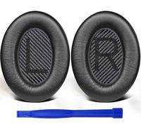 SoloWIT Lambskin Replacement Earpads Cushions for Bose QuietComfort 35 (QC35) & Quiet Comfort 35 II (QC35 ii) Headphones, Ear Pads with Noise Isolation Foam, Added Thickness (Brilliant Black)