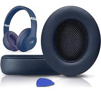 SoloWIT Replacement Ear Pads Cushions for Beats Studio 2.0 & 3 Wired/Wireless OVER-EAR Headphones, Earpads with Soft Protein Leather, Noise Isolation Memory Foam (Navy Blue)