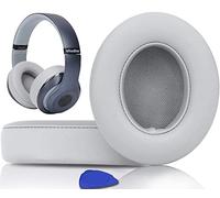 SoloWIT Replacement Ear Pads Cushions for Beats Studio 2.0 & 3 Wired/Wireless OVER-EAR Headphones, Earpads with Soft Protein Leather, Noise Isolation Memory Foam (Light Grey)