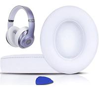 SoloWIT Replacement Ear Pads Cushions for Beats Studio 2.0 & 3 Wired/Wireless OVER-EAR Headphones, Earpads with Soft Protein Leather, Noise Isolation Memory Foam (White)