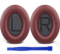 SoloWIT Replacement Earpads Cushions for Bose QuietComfort 35 (QC35) & Quiet Comfort 35 II (QC35 ii) Headphones, Ear Pads with Softer Leather, Noise Isolation Foam, Added Thickness (Burgundy)