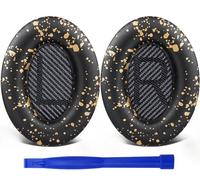 SoloWIT Replacement Earpads Cushions for Bose QuietComfort 35 (QC35) & Quiet Comfort 35 II (QC35 ii) Headphones, Ear Pads with Softer Leather, Noise Isolation Foam, Added Thickness (Black Gold)