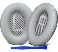 SoloWIT Replacement Earpads Cushions for Bose QuietComfort 35 (QC35) & Quiet Comfort 35 II (QC35 ii) Headphones, Ear Pads with Softer Leather, Noise Isolation Foam, Added Thickness (Grey)