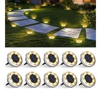 SOLPEX 10 Pack Solar Ground Lights Outdoor Waterproof, Solar Powered Pathway Lights, Landscape Lighting for Garden Walkway Driveway Backyard Decor (Warm White)