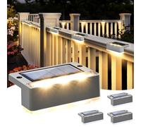 Solpex 4 Pack Solar Fence Lights,Waterproof Stair Light,Solar Garden Lights Outdoor,LED Lighting for Outdoor, Stairs, Steps, Fence, Garden, Yard, Patio, Gutter, Pathway (Warm White,Grey)