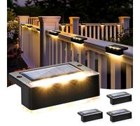 Solpex 4 Pack Solar Stair Light, Waterproof Solar Lights, LED Lighting for Outdoor Stairs, Steps, Fence, Garden, Yard, Patio, Gutter, Pathway, Decoration (Warm White, Black)