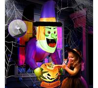 Solpex Halloween Inflatable Decoration, Inflatable Witch decoration with Pumpkin, 135cm/ 4.5 FT, Scary Inflatable Halloween witch for Halloween Party, Garden, Window (Green & Purple)