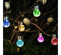 Solpex Hanging Solar Lights Outdoor, 8 Pack Decorative Cracked Glass Ball Light, Solar Powered Waterproof Globe Lighting, Hanging Globe Solar Lights for Garden, Yard, Patio, Lawn, Flower Bed