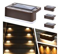 Solpex Outdoor Solar Lights, 4 Pack Solar Fence Lights - Outdoor Garden, Patio, Pathway, Decoration (Warm White, Brown)