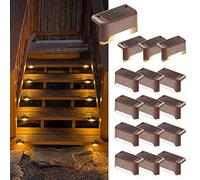 Solpex Solar Deck Lights, 16 Pack Solar Lights for Outdoor, Waterproof for Outdoor Stairs, Step, Fence, Yard, Patio, Pathway(Brown Warm White)