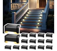 Solpex Solar Deck Lights, 16 Pack Solar Lights Outdoor Garden, Waterproof for Outdoor Stairs, Step, Fence, Yard, Patio, Pathway(Black Warm White)