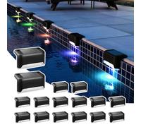 Solpex Solar Deck Lights 16 Pack Waterproof for Outdoor Stairs, Step, Fence, Yard, Patio, and Pathway(Black, Color Changing)