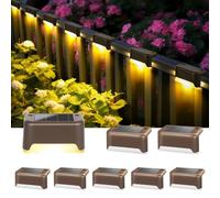 Solpex Solar Deck Lights 8 Pack Solar Step Lights Outdoor Waterproof for Outdoor Stairs, Step, Fence, Yard, Patio, and Pathway(Brown,Warm White)