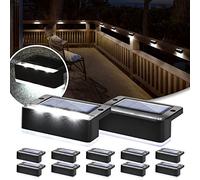 SOLPEX Solar Fence Lights, 6 LEDs Solar Lights Outdoor Waterproof Solar Powered for Deck, Stair, Front Porch, Balcony, Walkway, Garden, Yard, Patio, Pool Decor, IP65 Waterproof (12 Pack, Cold White)