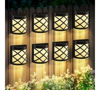 Solpex Solar Fence Lights, 8 Pack Waterproof Deck & Wall Lights - 6 LED Decorative Outdoor for Deck, Patio, Stairs, Yard, Path & Driveway (Warm White)