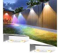 SOLPEX Solar Fence Lights Outdoor, 9 Fixed Colors & Color Changing Fence Solar Lights Outdoor Waterproof IP65, LED Deck Lighting for Backyard Wall Step Patio Railing Pool Porch (2 Pack)