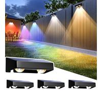 SOLPEX Solar Fence Lights Outdoor, 9 Fixed Colors & Color Changing Fence Solar Lights Outdoor Waterproof IP65, LED Deck Lighting for Wall Step Patio Railing Pool Backyard Porch(4 Pack)