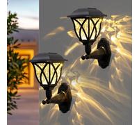 Solpex Solar Lights Outdoor Garden,2 Pack Solar Powered Outdoor Wall Lights, Waterproof Solar Fence Lights Decoration for Patio, Garage, Shed,Yard,Deck,Warm White